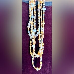 Vintage Freshwater Pearl Multi-Strand Necklace in Golden and Iridescent Tones